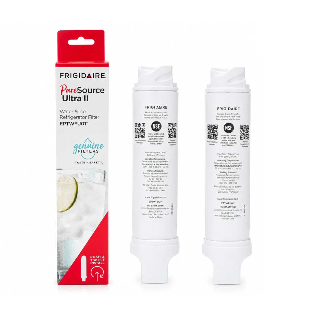 Frigidaire Genuine EPTWFU01 Refrigerator Water Filter Replacement Pack